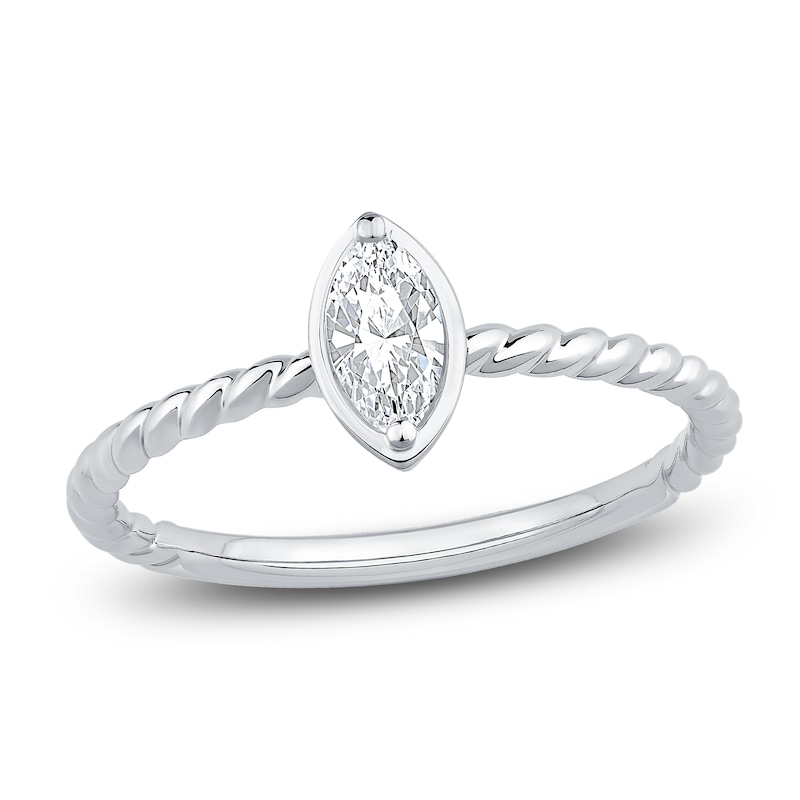 Marquise-Cut Diamond Solitaire Rope Twist Promise Ring 1/8 ct tw 10K Gold (I1/I