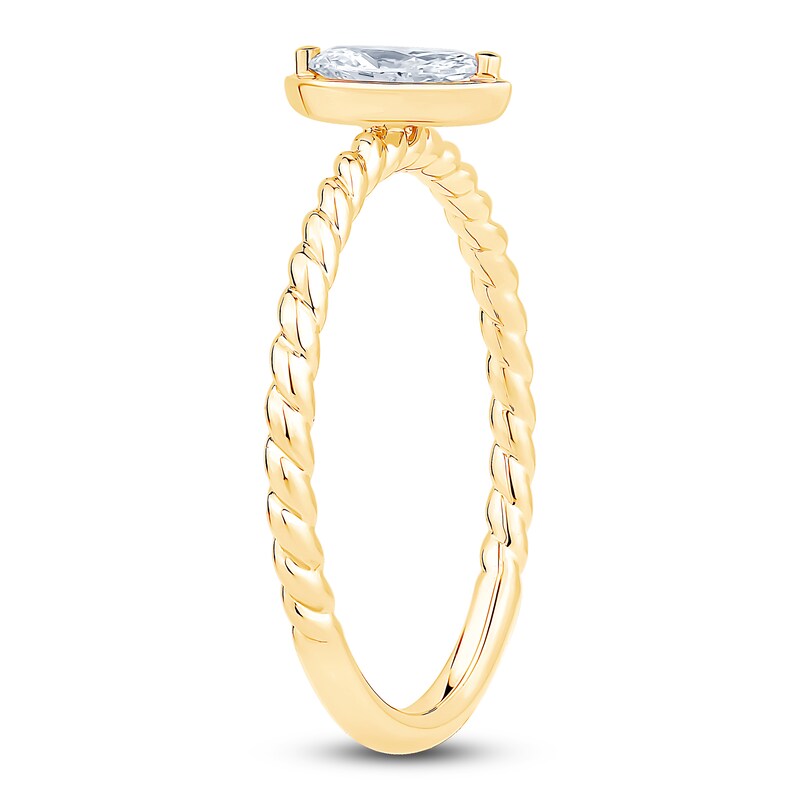 Main Image 2 of Marquise-Cut Diamond Solitaire Rope Twist Promise Ring 1/8 ct tw 10K Yellow Gold (I1/I)