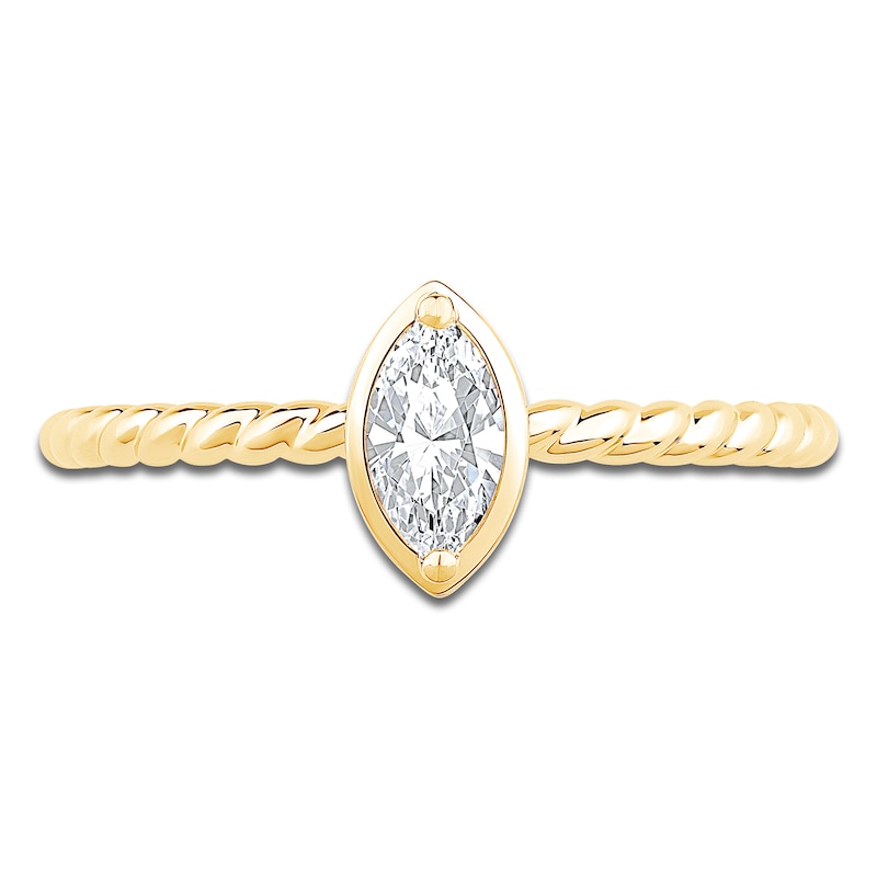 Main Image 3 of Marquise-Cut Diamond Solitaire Rope Twist Promise Ring 1/8 ct tw 10K Yellow Gold (I1/I)