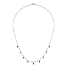Black Diamond Bezel-Set Dangle Station Necklace 3/4 ct tw Sterling Silver 18"