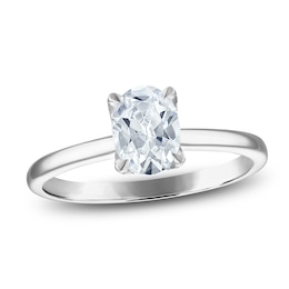 Certified Oval-Cut Diamond Solitaire Plus Engagement Ring 1 ct tw 14K White Gold