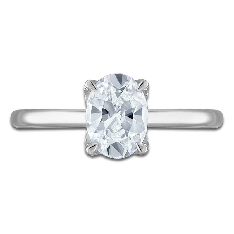 Main Image 3 of Certified Oval-Cut Diamond Solitaire Plus Engagement Ring 1 ct tw 14K White Gold