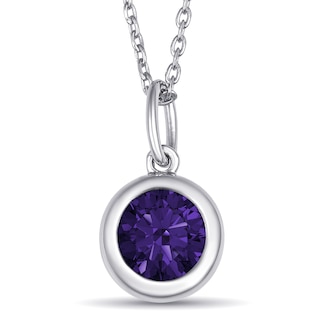 Bezel-Set Round Birthstone Necklace (1 Stone)