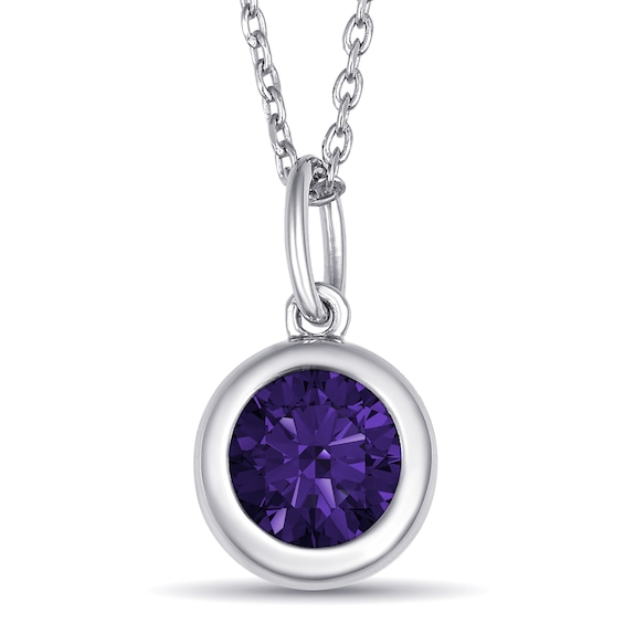 Bezel-Set Round Birthstone Necklace (1 Stone)