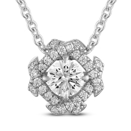Unspoken Diamond Halo Necklace 1/2 ct tw 14K White Gold 18&quot;