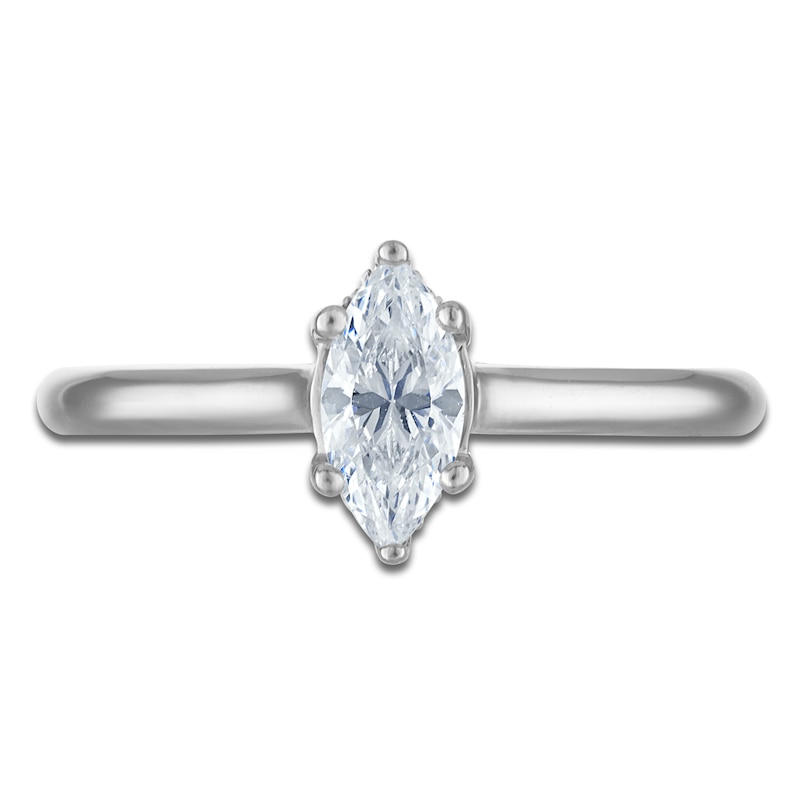 Main Image 3 of Marquise-Cut Lab-Grown Diamond Solitaire Plus Engagement Ring 1/2 ct tw Platinum (VS2/F)