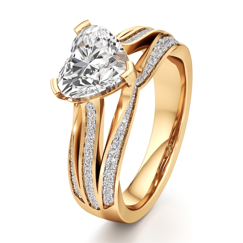 Main Image 4 of J'Lure Lab-Grown Diamond Heart Brilliant-Cut Engagement Ring 2-3/8 ct tw 18K Yellow Gold