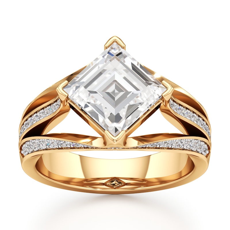 Main Image 1 of J'Lure Lab-Grown Diamond Carre Step-Cut Engagement Ring 3-1/2 ct tw 18K Yellow Gold
