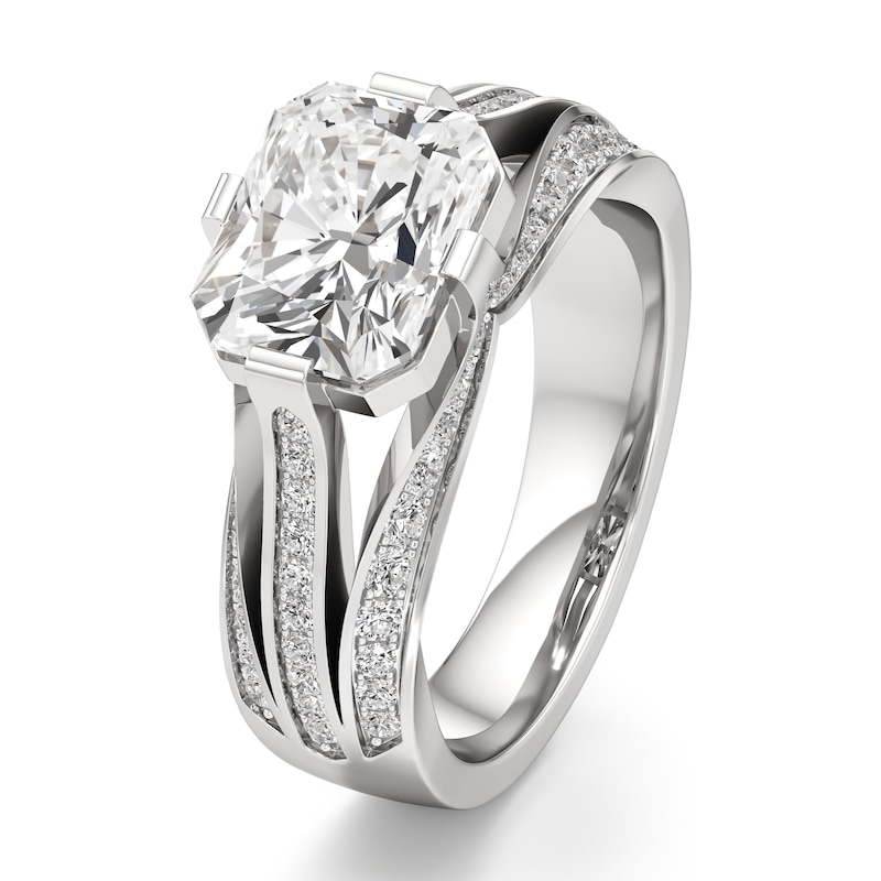 Main Image 4 of J'Lure Lab-Grown Diamond Radiant Brilliant-Cut Engagement Ring 3-1/2 ct tw 18K White Gold