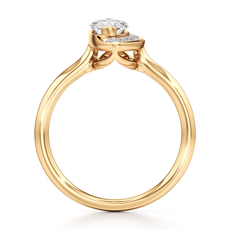 Main Image 2 of J'Lure Moval Old-Cut Lab-Grown Diamond Half-Halo Engagement Ring 1 ct tw 18K Yellow Gold