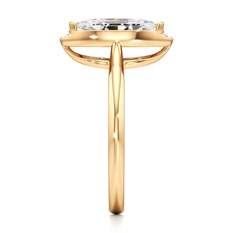 Main Image 3 of J'Lure Moval Old-Cut Lab-Grown Diamond Half-Halo Engagement Ring 1 ct tw 18K Yellow Gold