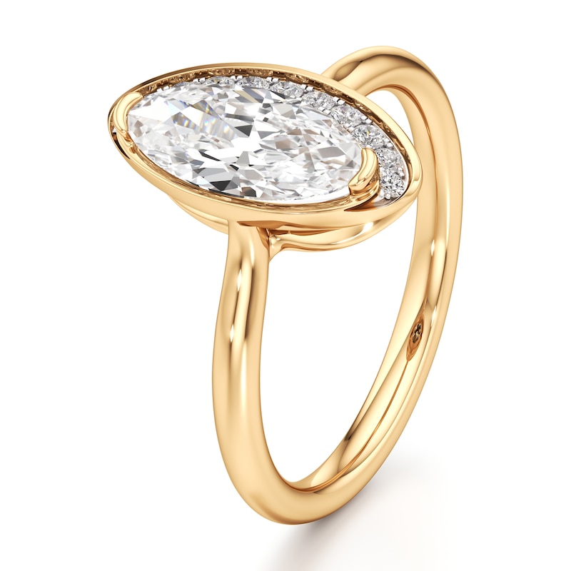 Main Image 4 of J'Lure Moval Old-Cut Lab-Grown Diamond Half-Halo Engagement Ring 1 ct tw 18K Yellow Gold