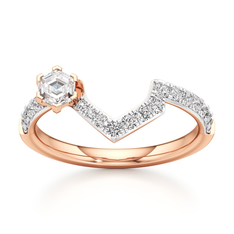Main Image 1 of J'Lure Hexagon Step-Cut Lab-Created Diamond Contour Wedding Band 1/2 ct tw 18K Rose Gold