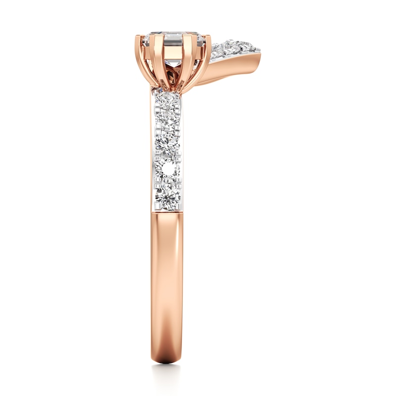 Main Image 3 of J'Lure Hexagon Step-Cut Lab-Created Diamond Contour Wedding Band 1/2 ct tw 18K Rose Gold