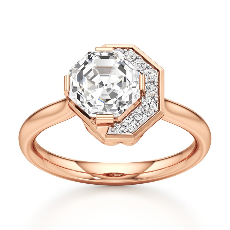 Main Image 1 of J'Lure Octagon Step-Cut Lab-Created Diamond Half-Halo Engagement Ring 2 ct tw 18K Rose Gold