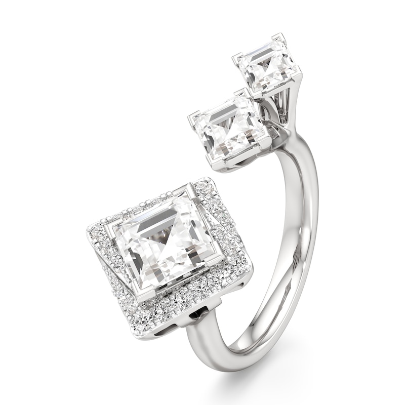 Main Image 4 of J'Lure Carre Step-Cut Lab-Grown Diamond Engagement Ring 3-3/8 ct tw 18K White Gold