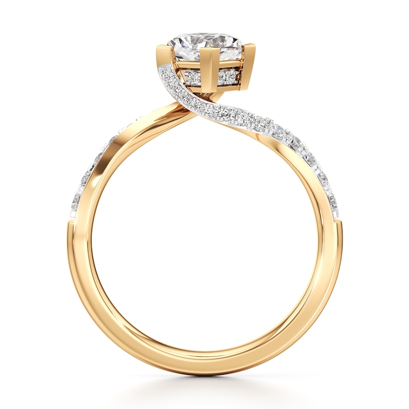 Main Image 2 of J'Lure Pentagon Brilliant-Cut Lab-Grown Diamond Bypass Engagement Ring 1-1/3 ct tw 18K Yellow Gold