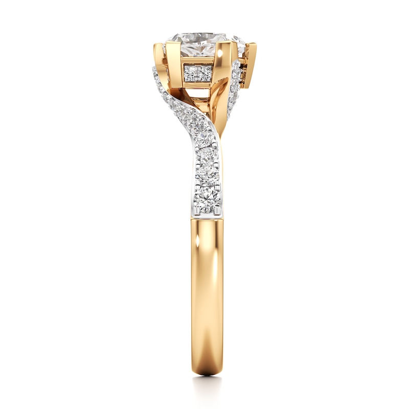 Main Image 3 of J'Lure Pentagon Brilliant-Cut Lab-Grown Diamond Bypass Engagement Ring 1-1/3 ct tw 18K Yellow Gold