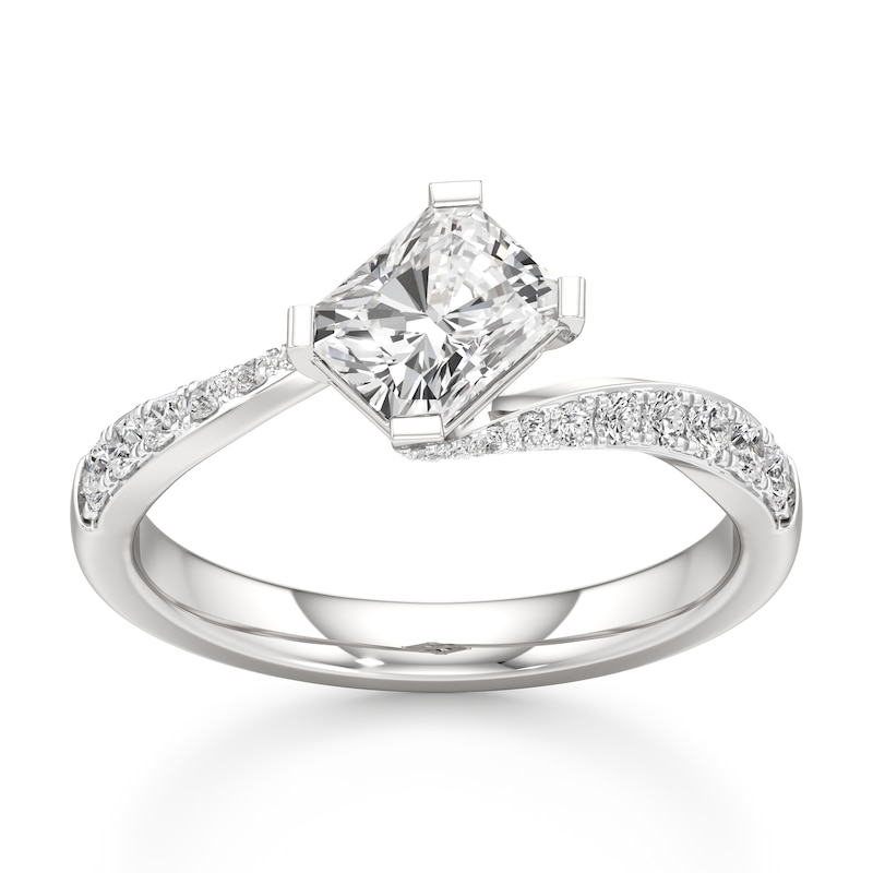 Main Image 1 of J'Lure Radiant Brilliant-Cut Lab-Grown Diamond Bypass Engagement Ring 1-1/3 ct tw 18K White Gold