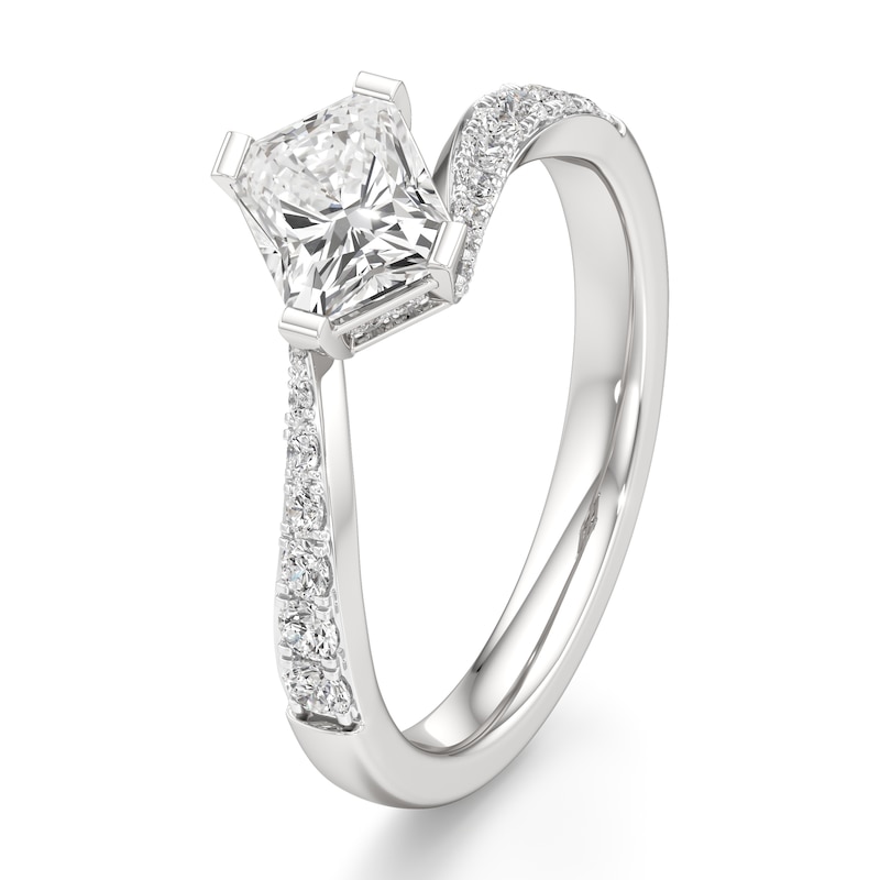 Main Image 4 of J'Lure Radiant Brilliant-Cut Lab-Grown Diamond Bypass Engagement Ring 1-1/3 ct tw 18K White Gold
