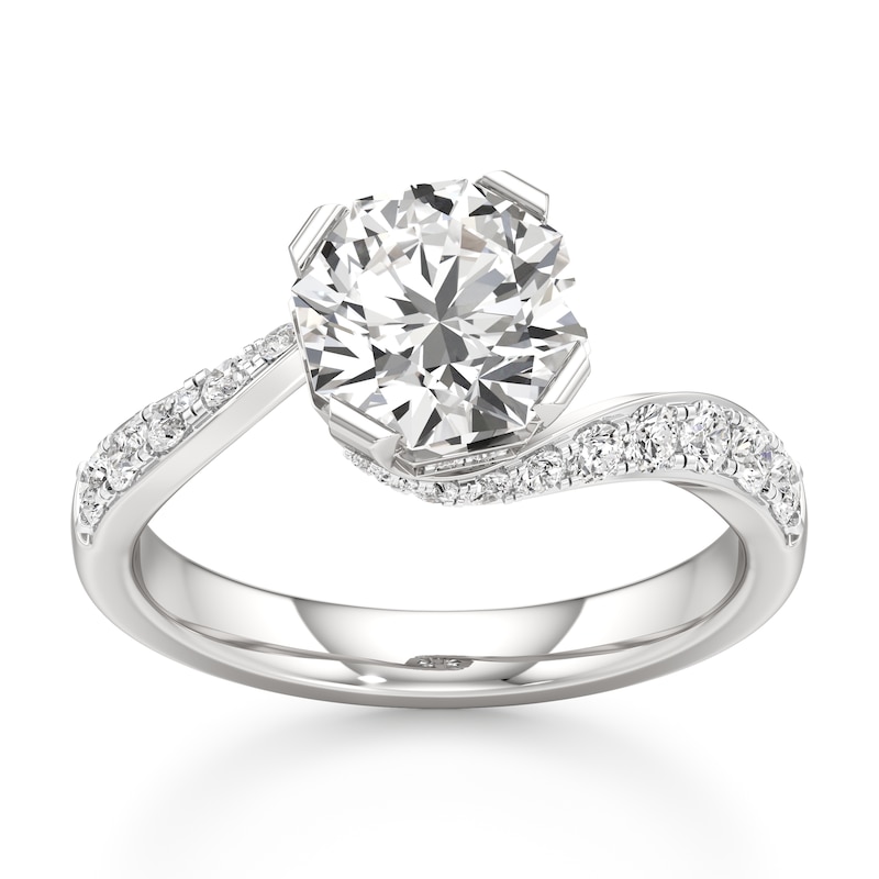 Main Image 1 of J'Lure Octagon Brilliant-Cut Lab-Grown Diamond Bypass Engagement Ring 2-1/2 ct tw 18K White Gold