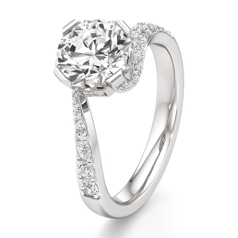 Main Image 4 of J'Lure Octagon Brilliant-Cut Lab-Grown Diamond Bypass Engagement Ring 2-1/2 ct tw 18K White Gold
