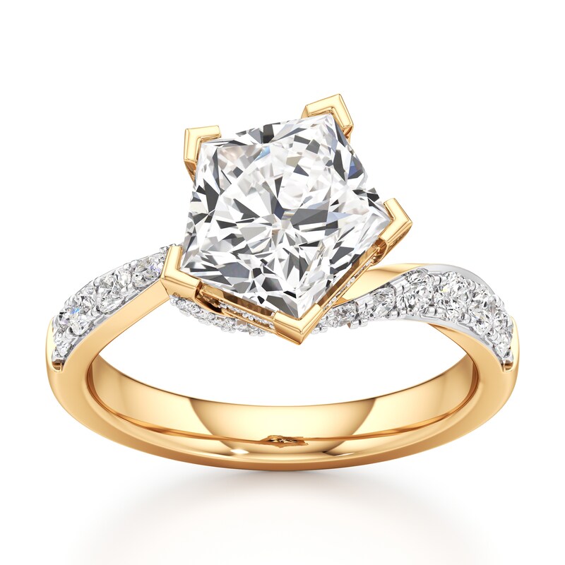Main Image 1 of J'Lure Pentagon Brilliant-Cut Lab-Grown Diamond Bypass Engagement Ring 3-1/2 ct tw 18K Yellow Gold