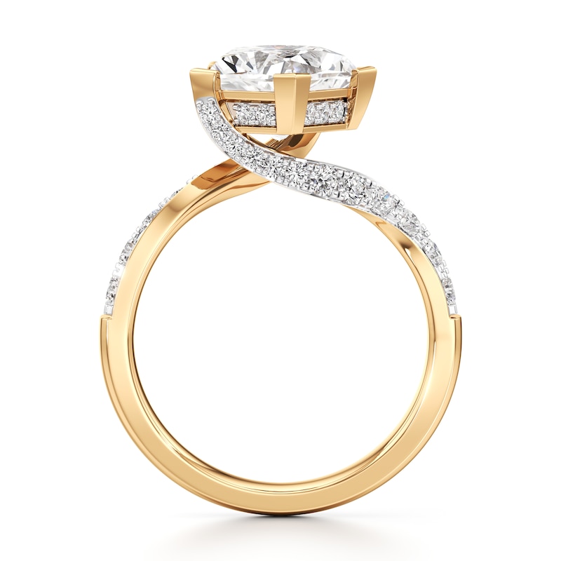 Main Image 2 of J'Lure Pentagon Brilliant-Cut Lab-Grown Diamond Bypass Engagement Ring 3-1/2 ct tw 18K Yellow Gold
