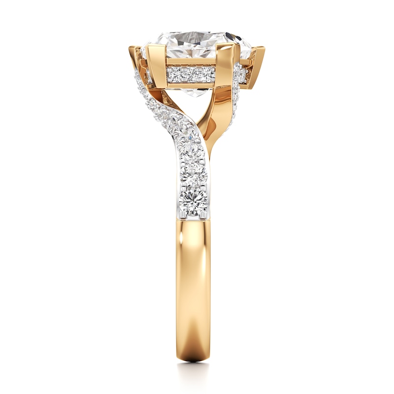 Main Image 3 of J'Lure Pentagon Brilliant-Cut Lab-Grown Diamond Bypass Engagement Ring 3-1/2 ct tw 18K Yellow Gold