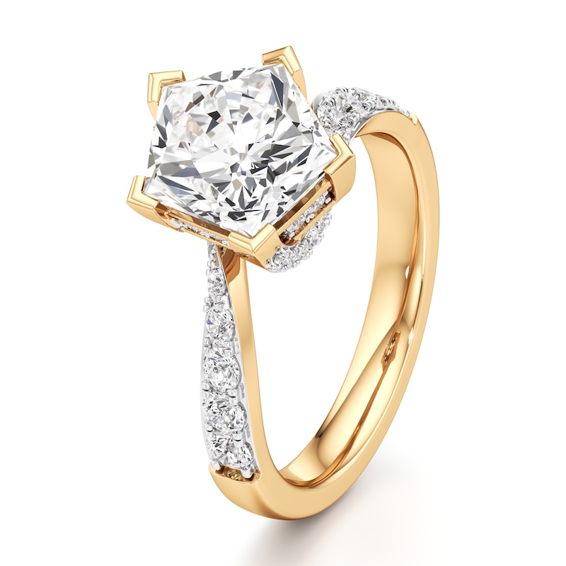 Main Image 4 of J'Lure Pentagon Brilliant-Cut Lab-Grown Diamond Bypass Engagement Ring 3-1/2 ct tw 18K Yellow Gold