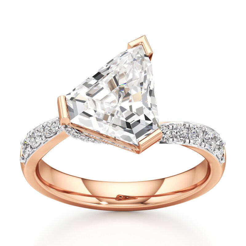 Main Image 1 of J'Lure Shield Step-Cut Lab-Grown Diamond Bypass Engagement Ring 3-1/2 ct tw 18K Rose Gold