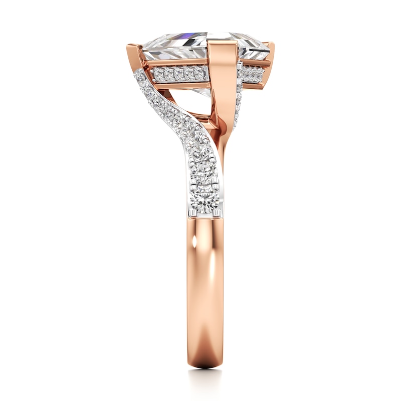 Main Image 3 of J'Lure Shield Step-Cut Lab-Grown Diamond Bypass Engagement Ring 3-1/2 ct tw 18K Rose Gold