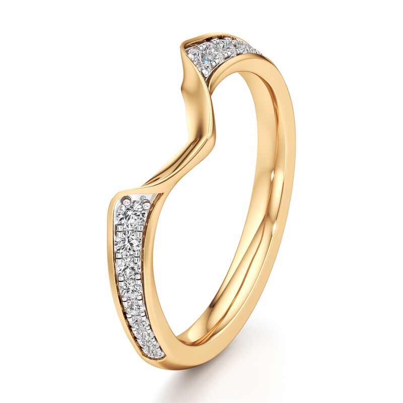Main Image 4 of J'Lure Lab-Grown Diamond Contour Wedding Band 1/5 ct tw 18K Yellow Gold