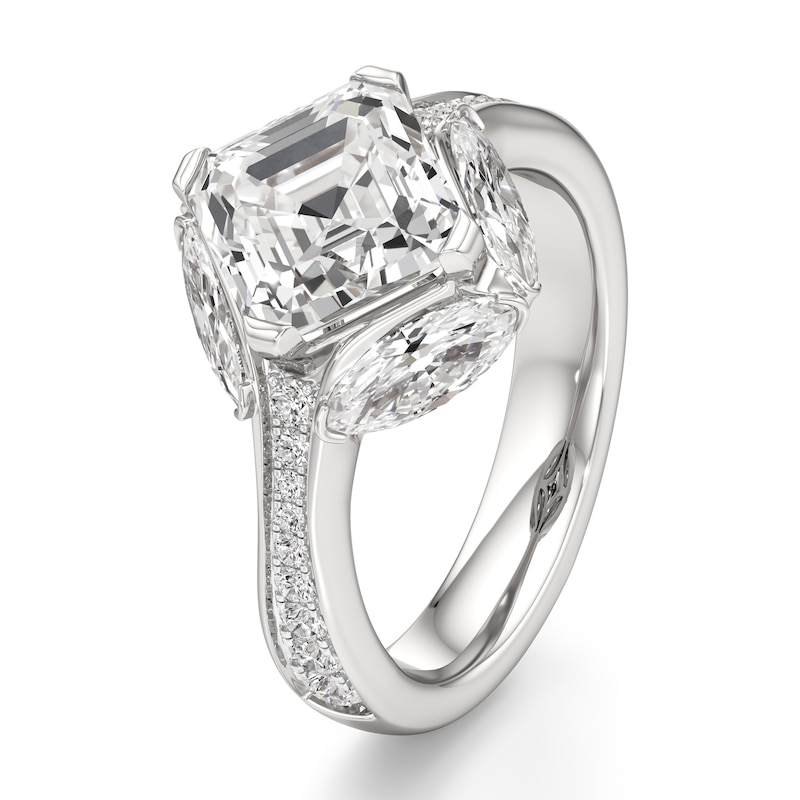Main Image 4 of J'Lure Square-Emerald Step-Cut Lab-Grown Diamond Engagement Ring 4-1/2 ct tw 18K White Gold