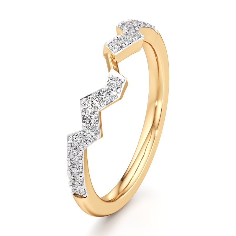 Main Image 4 of J'Lure Lab-Grown Diamond Angled Contour Wedding Band 1/4 ct tw 18K Yellow Gold