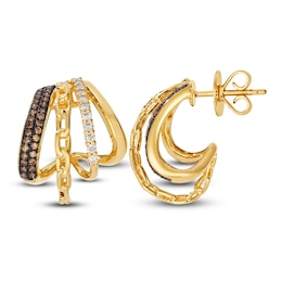 Le Vian Diamond Four-Row J-Hoop Earrings 1/2 ct tw 14K Honey Gold