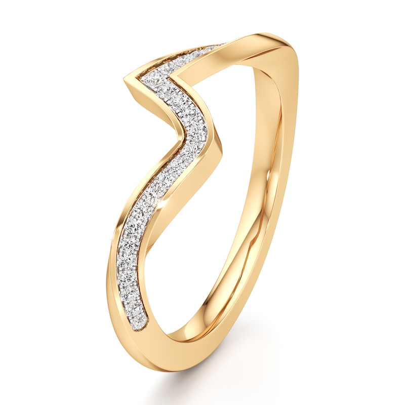 Main Image 4 of J'Lure Lab-Grown Diamond Contour Wedding Band 1/6 ct tw 18K Yellow Gold