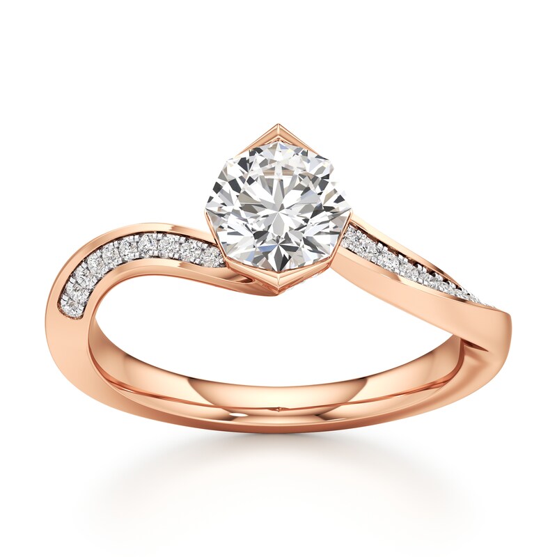 Main Image 1 of J'Lure Octagon Brilliant-Cut Lab-Grown Diamond Bypass Engagement Ring 1 ct tw 18K Rose Gold