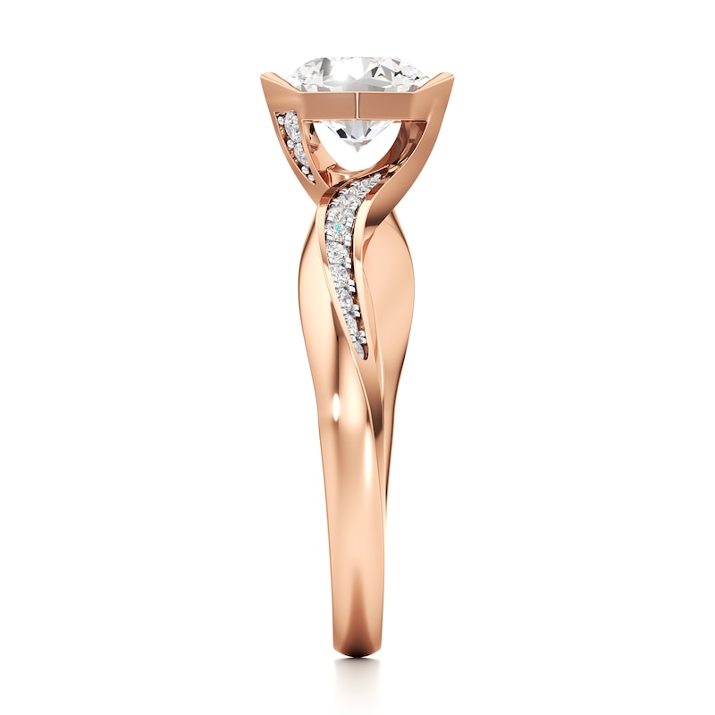 Main Image 3 of J'Lure Octagon Brilliant-Cut Lab-Grown Diamond Bypass Engagement Ring 1 ct tw 18K Rose Gold