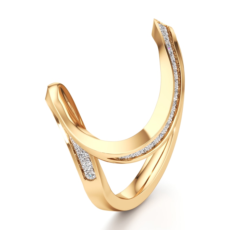Main Image 4 of J'Lure Lab-Grown Diamond Contour Wedding Band 1/6 ct tw 18K Yellow Gold