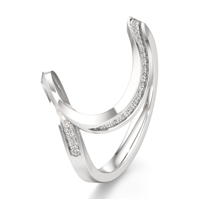 Main Image 4 of J'Lure Lab-Created Diamond Contour Wedding Band 1/6 ct tw 18K White Gold
