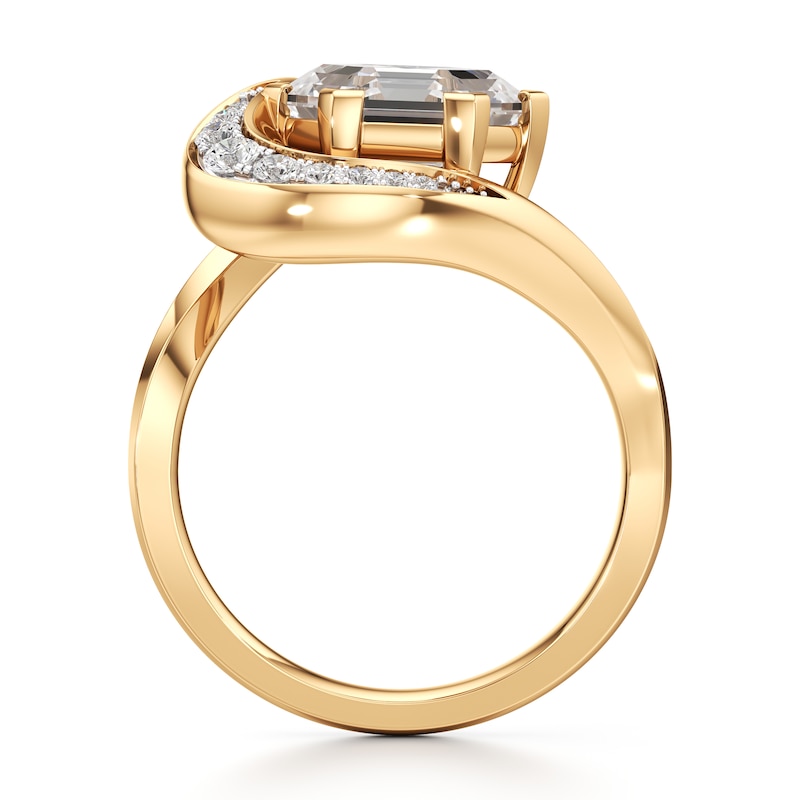 Main Image 2 of J'Lure Hexagon Step-Cut Lab-Grown Diamond Engagement Ring 3 ct tw 18K Yellow Gold