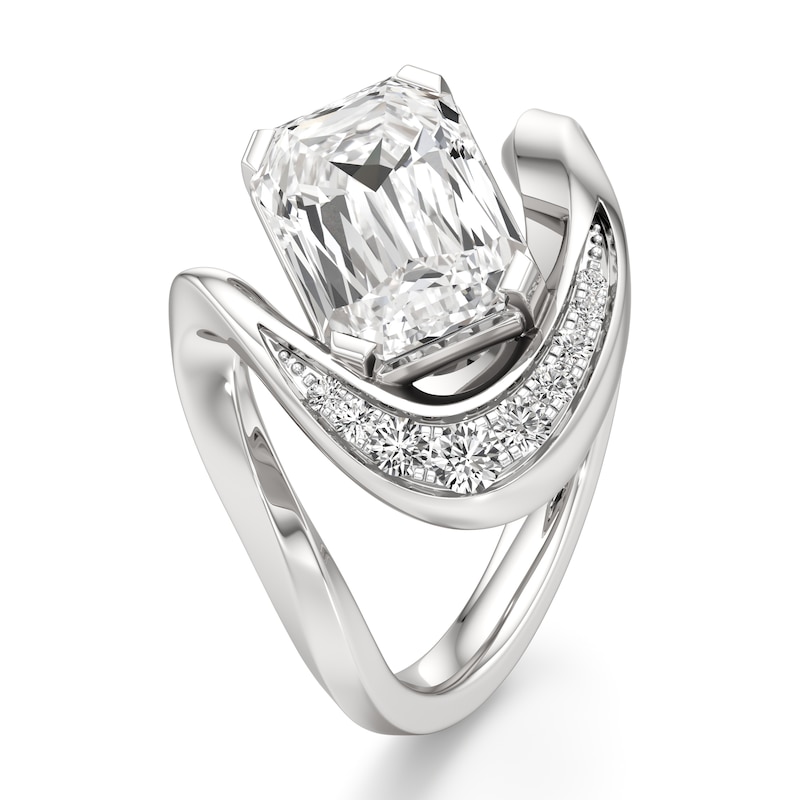 Main Image 4 of J'Lure Imperial-Emerald Step-Cut Lab-Grown Diamond Engagement Ring 3 ct tw 18K White Gold