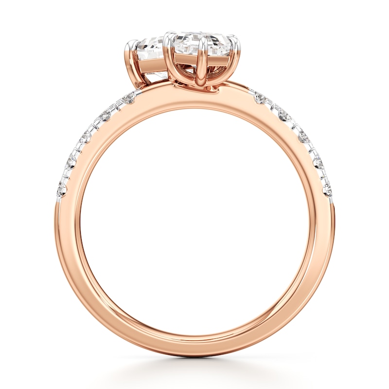 Main Image 2 of J'Lure Hexagon Step-Cut Two-Stone Lab-Grown Diamond Engagement Ring 1-3/4 ct tw 18K Rose Gold