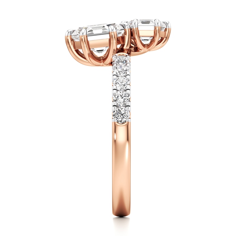 Main Image 3 of J'Lure Hexagon Step-Cut Two-Stone Lab-Grown Diamond Engagement Ring 1-3/4 ct tw 18K Rose Gold