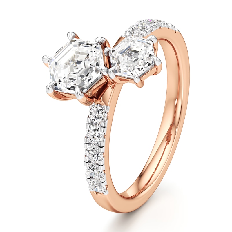 Main Image 4 of J'Lure Hexagon Step-Cut Two-Stone Lab-Grown Diamond Engagement Ring 1-3/4 ct tw 18K Rose Gold