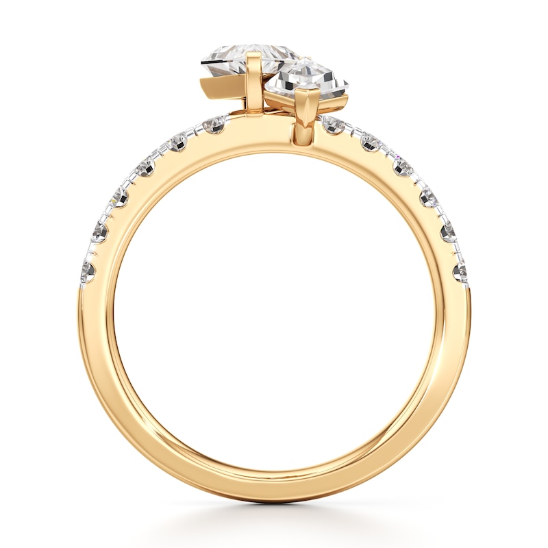 Main Image 2 of J'Lure Kite Step-Cut Two-Stone Lab-Created Diamond Engagement Ring 1-7/8 ct tw 18K Yellow Gold