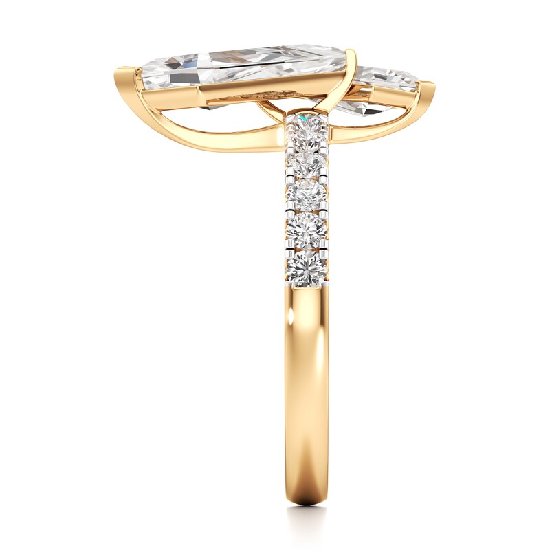 Main Image 3 of J'Lure Kite Step-Cut Two-Stone Lab-Created Diamond Engagement Ring 1-7/8 ct tw 18K Yellow Gold