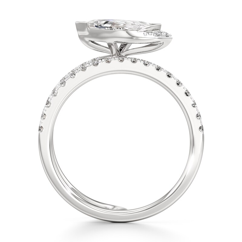 Main Image 2 of J'Lure Leaf Step-Cut Lab-Grown Diamond Spiral Engagement Ring 1-3/8 ct tw 18K White Gold