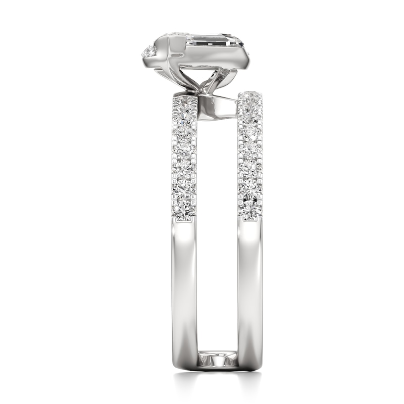 Main Image 3 of J'Lure Leaf Step-Cut Lab-Grown Diamond Spiral Engagement Ring 1-3/8 ct tw 18K White Gold
